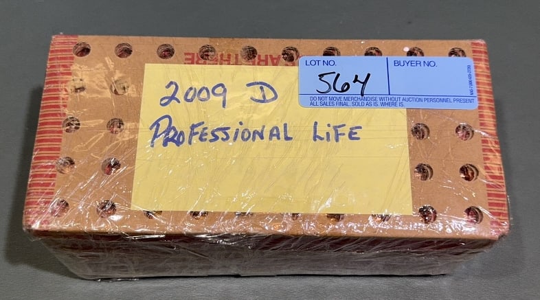 2009-D PROFESSIONAL SEALED US PENNY BANK BOX: $25 FACE VALUE ~ 8.75" X 4" X 3.5"