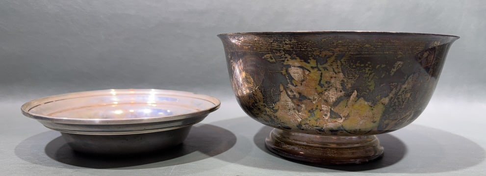 2 STERLING SILVER BOWLS (LARGER ONE IS PAUL REVERE): 13.4 OZT