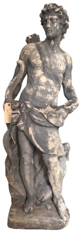 CAST STONE STATUE OF "APOLLO THE HUNTER": 52" X 18"