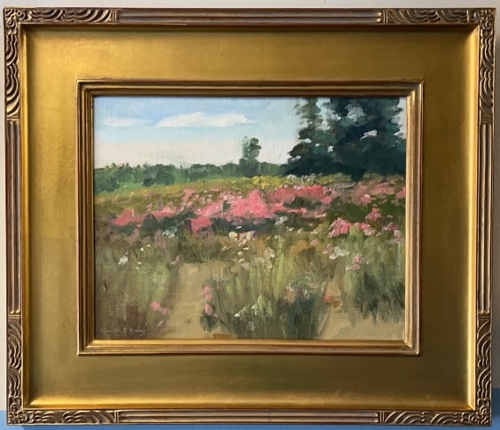 RONALD PERRY "NATURE'S GARDEN" OIL ON BOARD: 21" X 18"