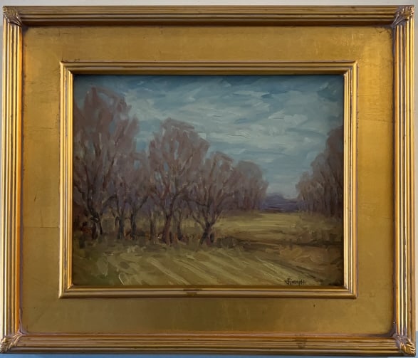 JOSEPH MCQUCKIN "TREES" OIL ON BOARD: 20" X 16-1/2"