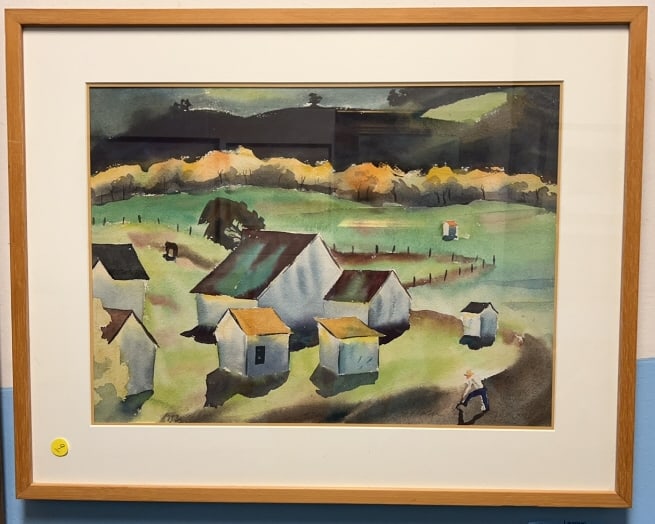 SAMUEL BOLTON COLEMAN WATERCOLOR OF FARM SCENE (1 of 3)