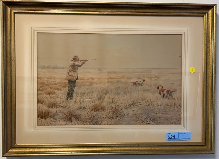 ARTHUR BURDETT FROST "ENGLISH SNIPE" FRAMED PRINT: 28" X 20"