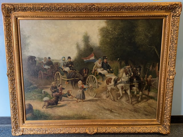 LARGE CONTEMPORARY OIL ON FRAME (1 of 4)