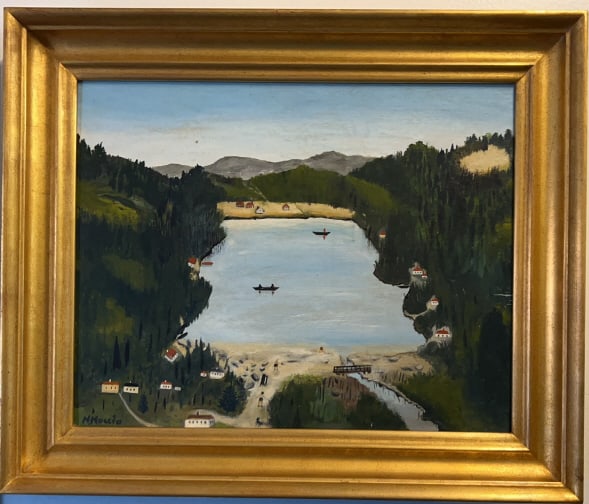 N. NUCCIO OIL ON BOARD OF LAKE SCENE: 25" X 21"