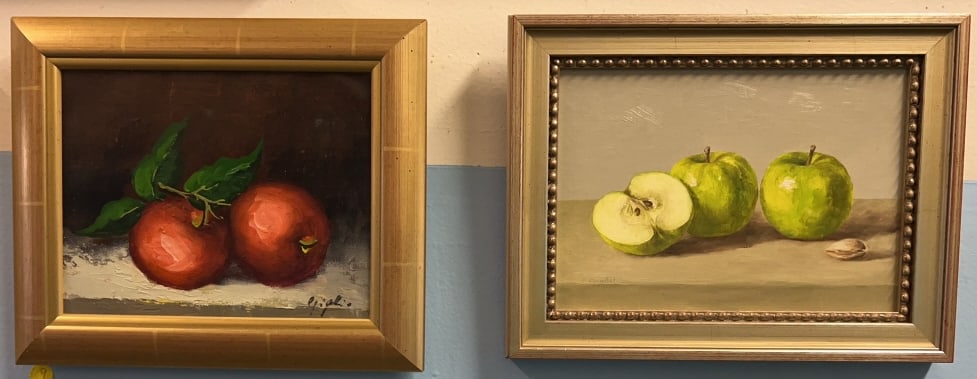 2 STILL LIFE OIL PAINTINGS, 1 SIGNED P. ZIGGLER: 13" X 10"