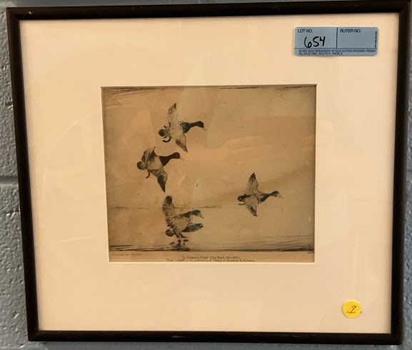 FRANKLIN BENSON FRAMED DUCK ETCHING (REPRO)