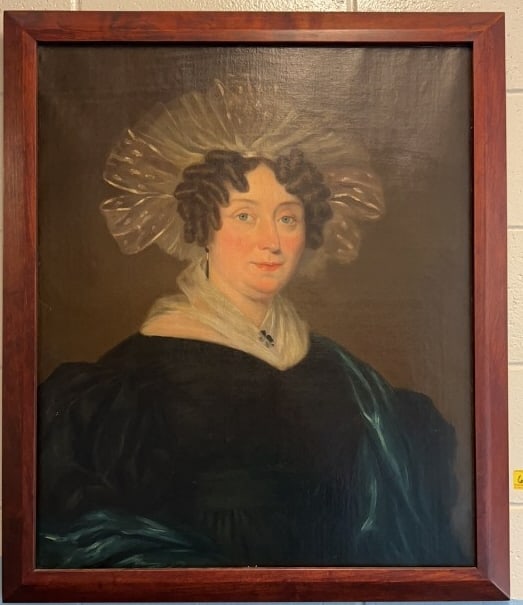 ANTIQUE OIL ON CANVAS PORTRAIT OF WOMAN: 29" X 32"
