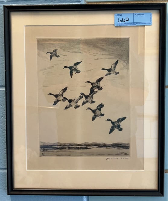 ROLAND H. CLARK ETCHING OF BLUEBILLS (1 of 3)