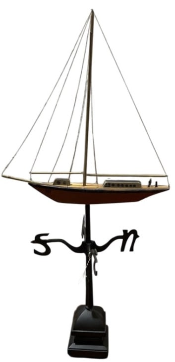 WOODEN SAILBOAT WEATHERVANE: 46" X 22"