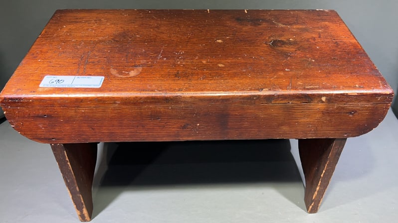 ANTIQUE PINE STOOL - 2