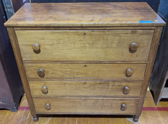 ANTIQUE CHERRY FEDERAL COUNTRY CHEST: 43" X 41"