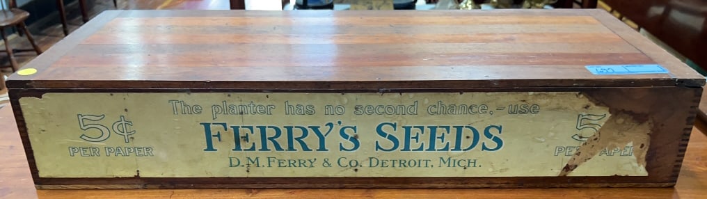FERRY'S SEED ADVERTISING BOX: 30" X 5-1/2"
