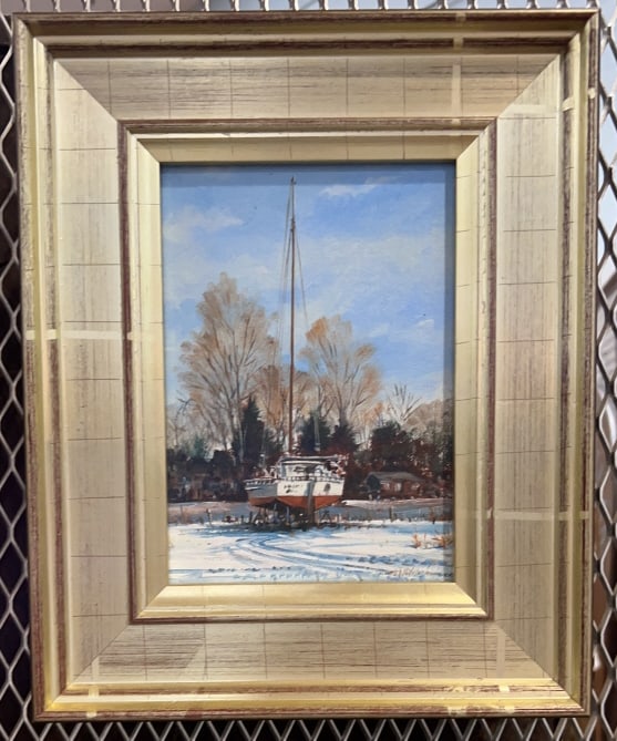 KEITH WHITELOCK OIL ON BOARD OF SAILBOAT: 10.5" X 8.5"