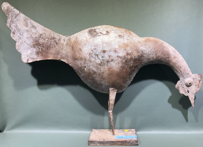 FOLK ART METAL ROOSTER: 32" 21"