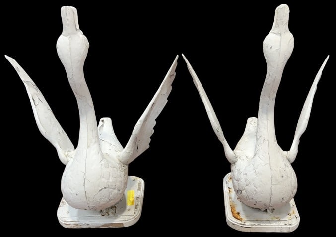PAIR OF CAST ALLUMINUM SWANS (1 of 7)