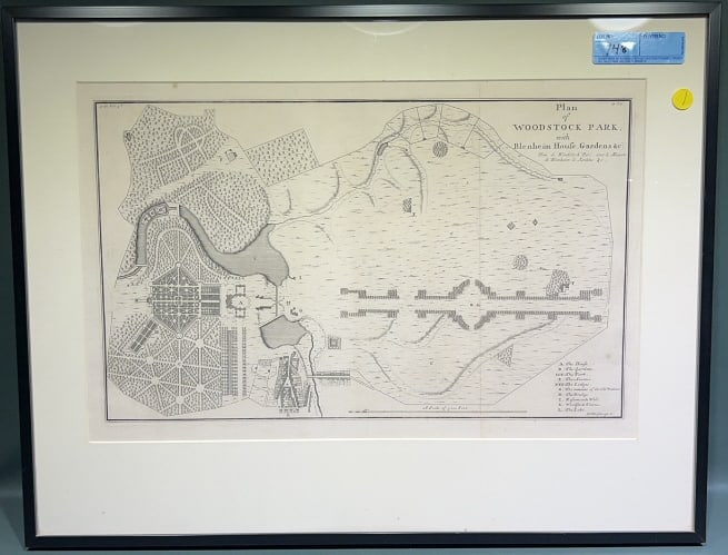 EARLY FRAMED "PLAN OF WOODSTOCK PARK" MAP (1 of 6)