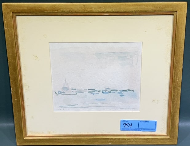SIGNED WATERCOLOR OF WASHINGTON DC HORIZON (1 of 4)