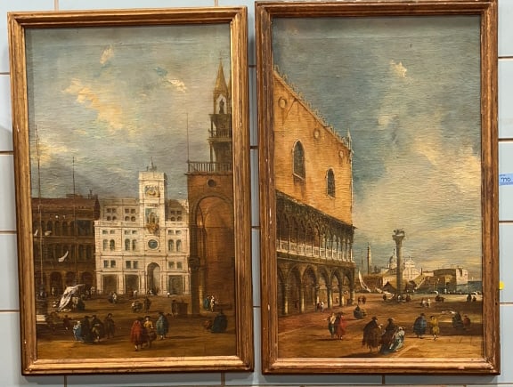 PR 19TH CENTURY VENETIAN OIL ON CANVASES: 36" X 23.5"
