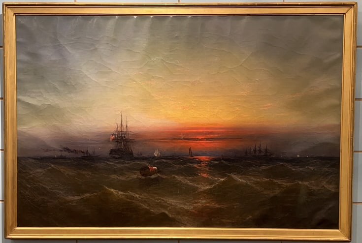 HAMILTON 1866 PHILA OIL ON CANVAS OF MARINE SCRNE (1 of 11)