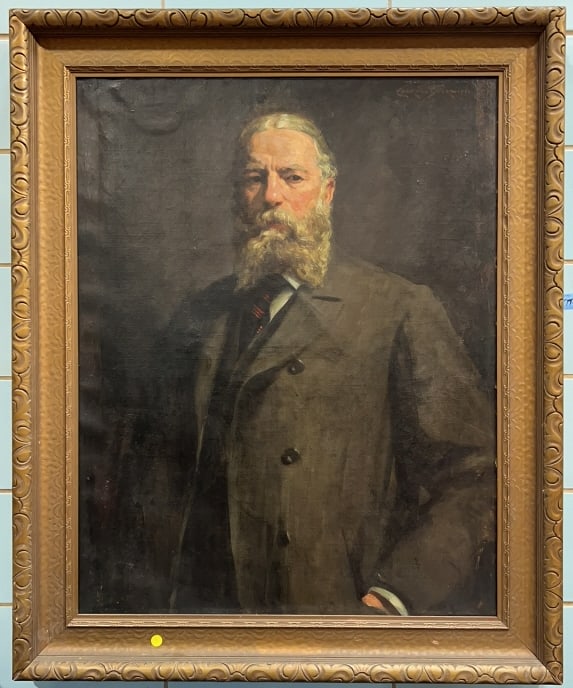 JAMES C BECKWITH LG ANT. OIL ON CANVAS PORTRAIT: 45" X 37"
