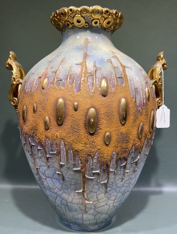 ART NOUVEAU AMPHORA GRES-BIJOU POTTERY VASE (1 of 8)
