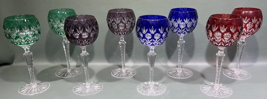SET OF 8 AKJA CRYSTAL CUT TO CLEAR STEMWARE (1 of 3)