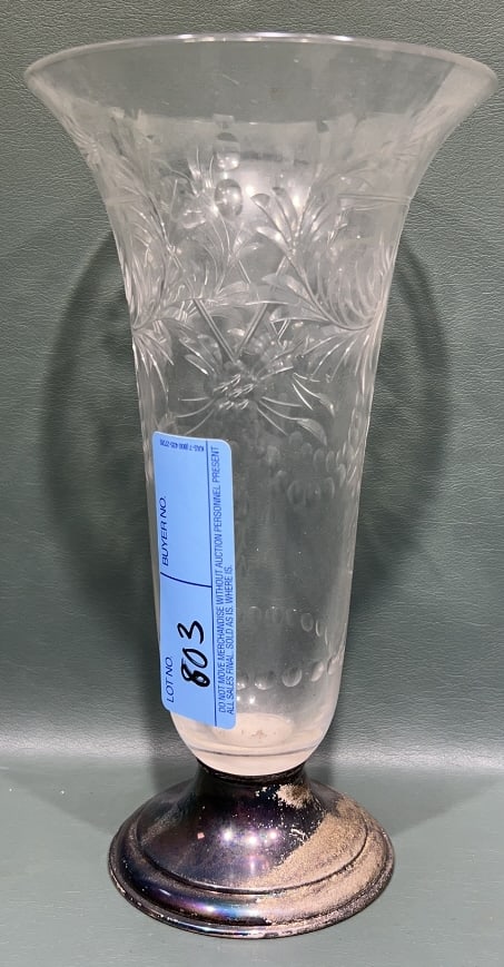 HAWKES STERLING BASE GLASS VASE (1 of 5)