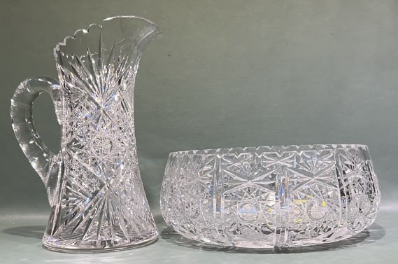 LG CUTGLASS BOWL & PITCHER (1 of 4)
