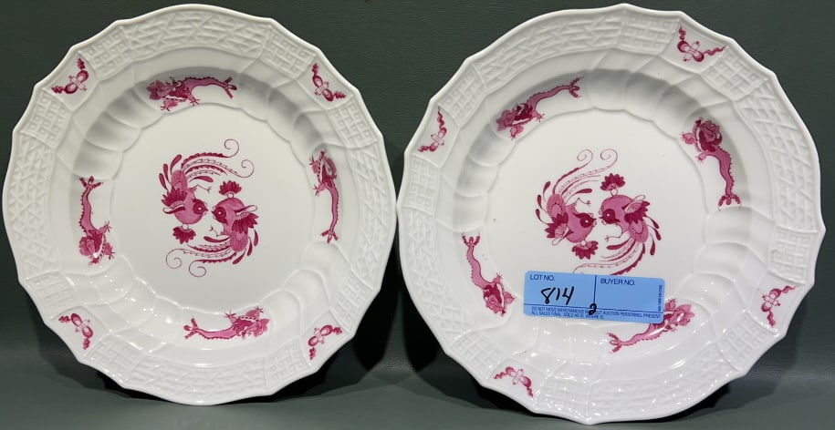 2 MEISSEN MAGENTA "RICH COURT DRAGON" BOWLS (1 of 4)