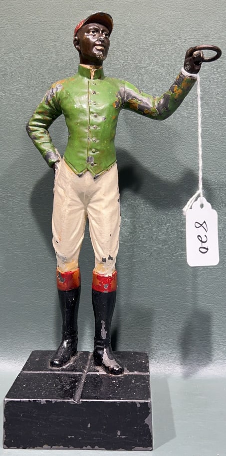 VINTAGE METAL LAWN JOCKEY FIGURE: 10.5" X 6" X 4"