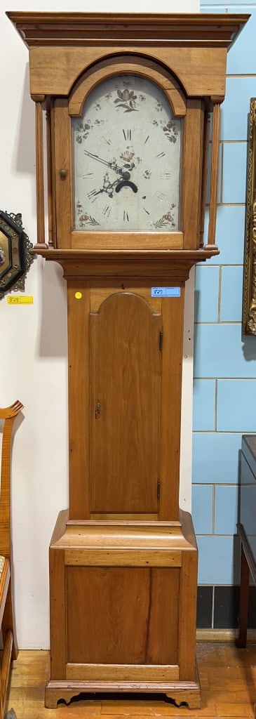 ANTIQUE GRANDFATHERS CLOCK W/ PAINTED FACE: 82" X 25"