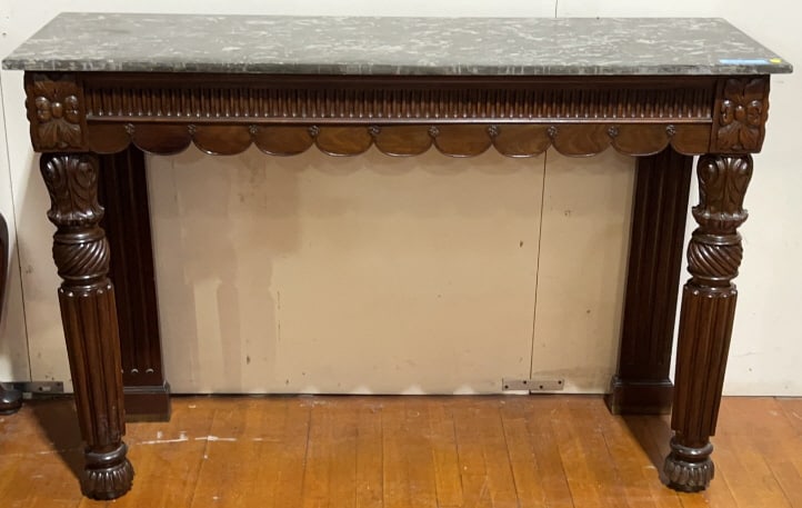 EARLY ANT MARBLE TOP CARVED MAHOGANY CONSOLE TABLE (1 of 12)