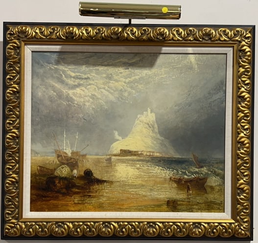 CONTEMPORARY OIL ON CANVAS OF SHIPS: ST. MICHAEL'S MOUNT CONWELL" 32" X 38