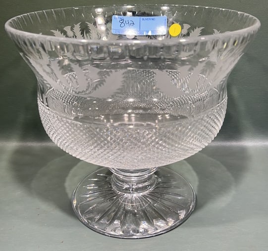 EDINBURGH CRYSTAL FOOTED BOWL "THISTLE" PATTERN: 11-1/2" X 10"