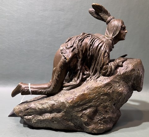 CARL KAUBA BRONZE SCULPTURE "INDIAN EYES": 10-1/2" x 9"