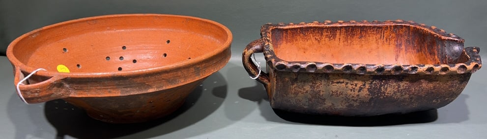 REDWARE COLANDAR & REDWARE SCOOP: 14" X 4"