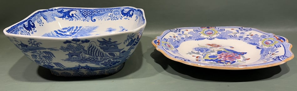 ENGLISH TRANSFERWARE BOWL & PLATE: 9" X 3"