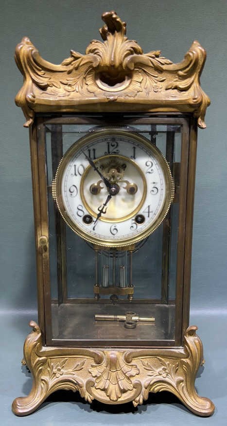 ANTIQUE FRENCH BRASS & GLASS CARRIAGE CLOCK (1 of 5)