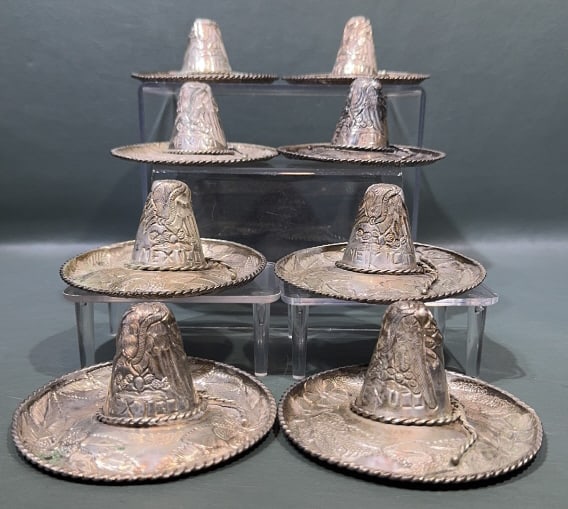 8 STERLING SOMBREROS: 2" X 3-1/2" 19.7 OZT