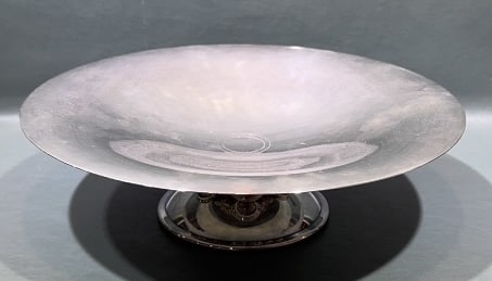 CHRISTOFLE ART DECO SILVER SOLDERED BOWL: MADE FOR THE OFFICIAL VOYAGE OF THE USS NORMANDY) ~ 13-1/2" X 4"