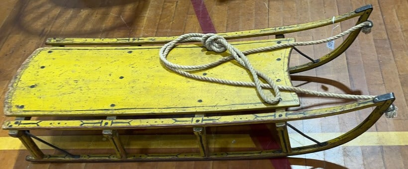 ANT, MUSTARD PAINTED CHILD'S SLED (1 of 5)