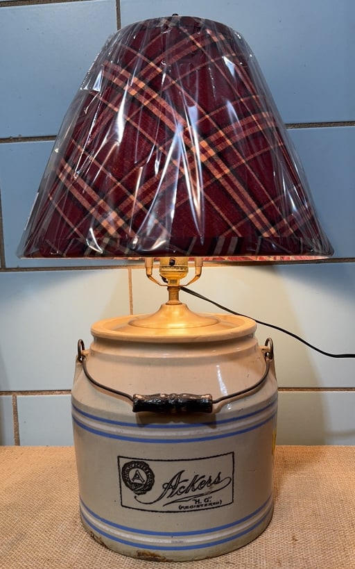 ACKER'S STONEWARE LAMP & FINGER LAMP (1 of 4)