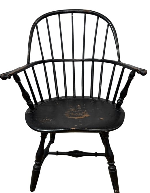 ANTIQUE PAINTED BOW BACK WINDSOR ARM CHAIR (1 of 3)