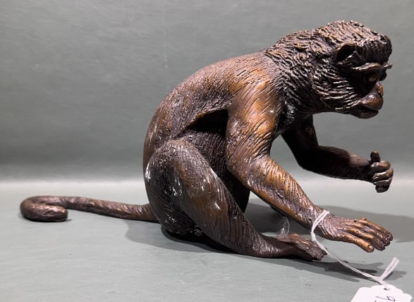 BRONZE MONKEY FIGURE: 13" X 6"
