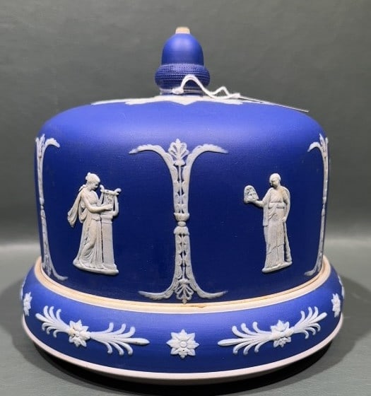JASPERWARE CHEESE DOME (POSSIBLY JAMES DUDSON?): 8" X 6.5"
