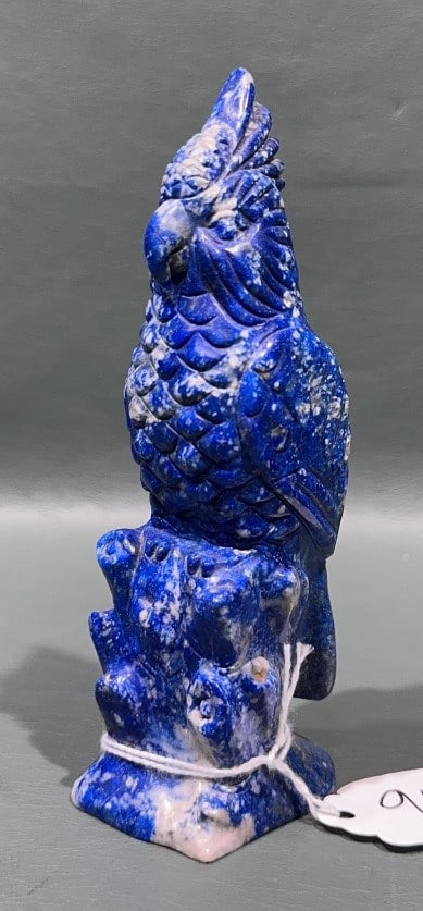 LAPIS LAZUI STONE CARVED BIRD FIGURE: 5.5" X 1.5"