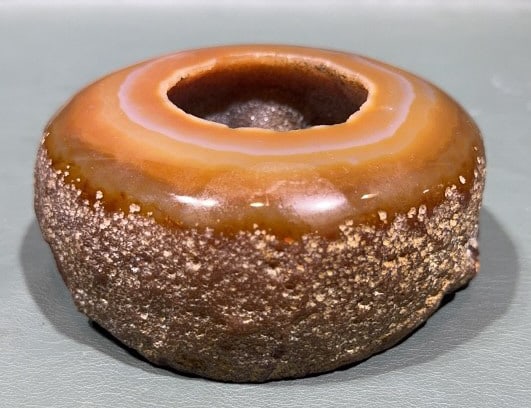 POLISH BANDED AGATE GEODE BOWL: 5" X 2"
