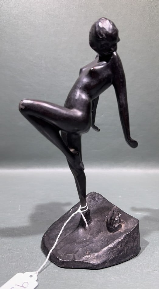ART DECO FRANKART NYMPH W/FROG - 1922: 10" X 4"