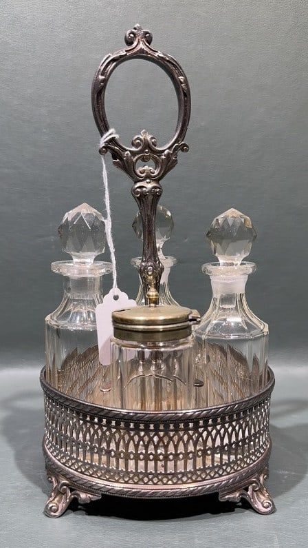 EARLY SILVERPLATE CRUET SET (1 of 3)